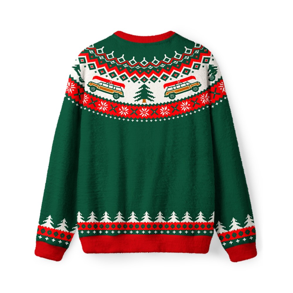 Vintage 1960s Christmas Tree Wagon Sweater - back
