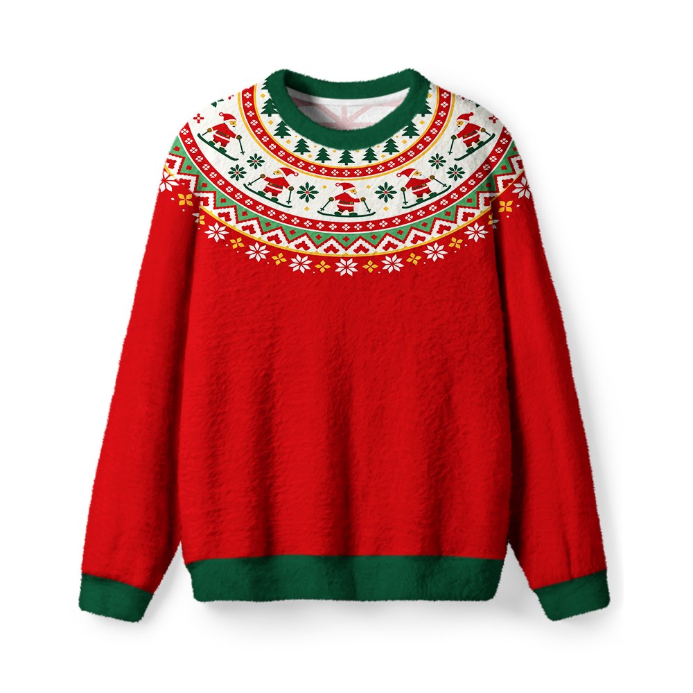 Vintage 1960s Skiing Santa Christmas Sweater