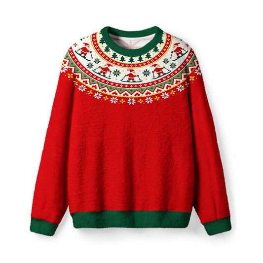 Vintage 1960s Skiing Santa Christmas Sweater