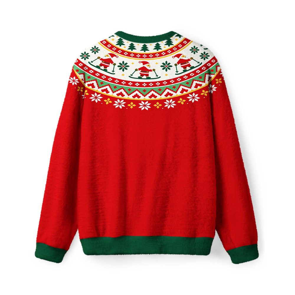 Vintage 1960s Skiing Santa Christmas Sweater - back