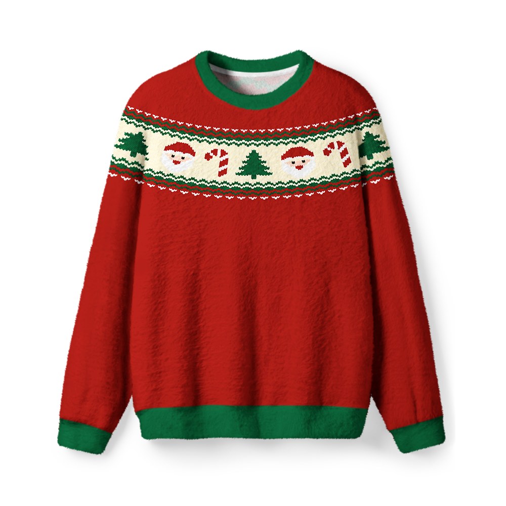 Vintage 1960s Santa Candy Cane Christmas Sweater