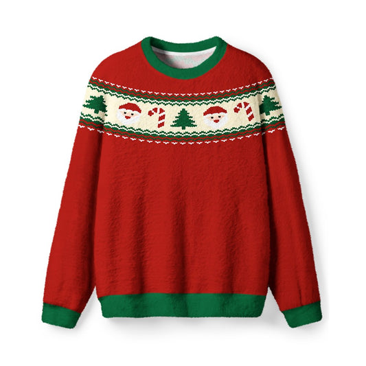 Vintage 1960s Santa Candy Cane Christmas Sweater