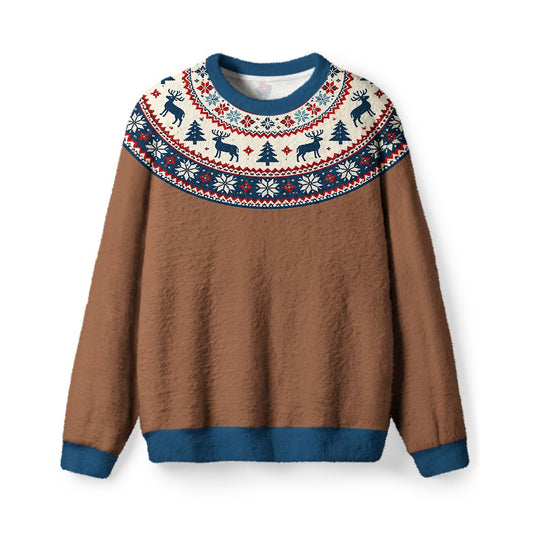 Vintage 1970s Woodland Reindeer Christmas Sweater