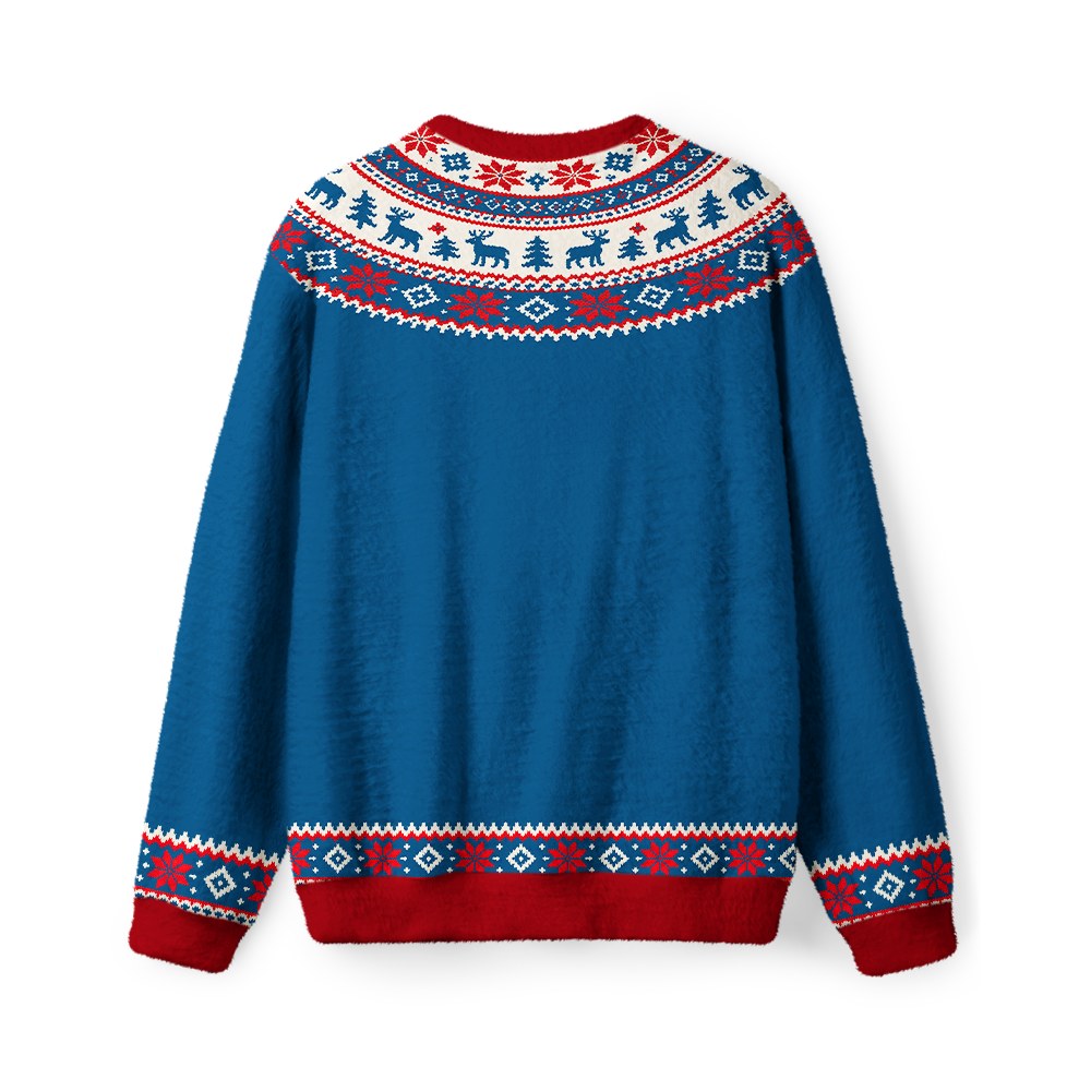 Vintage 1960s Reindeer Snowflake Christmas Sweater - back