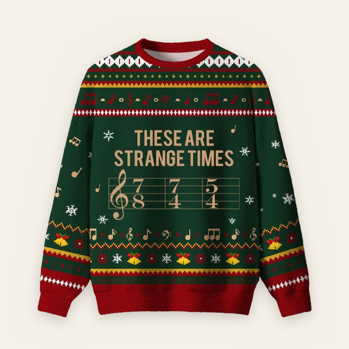 These Are Strange Times Music Joke Ugly Christmas Fuzzy Fleece Sweatshirt
