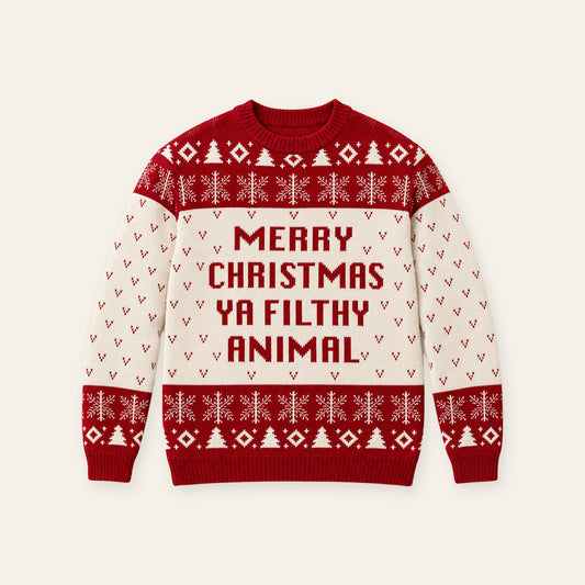 Men's Christmas Letter Print Knit Sweater