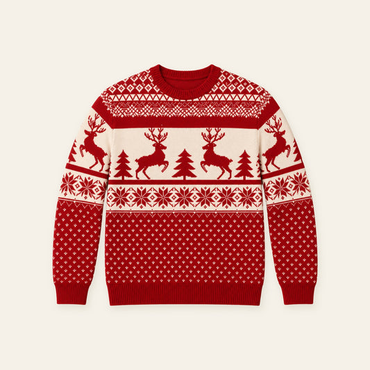 Men's Christmas Reindeer Snowflake Knit Sweater