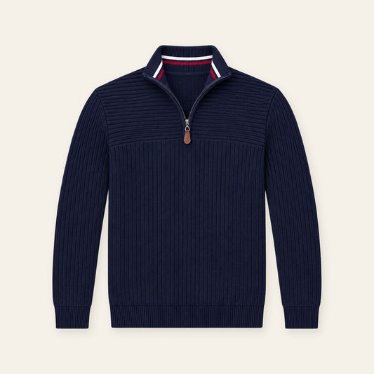 Men'S Half Zip Ribbed Knit Pullover Sweater