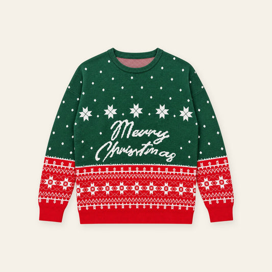 Men'S Merry Christmas Letter Print Fair Isle Sweater
