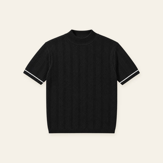 Men's Mock Neck Short‑Sleeve Knit Sweater