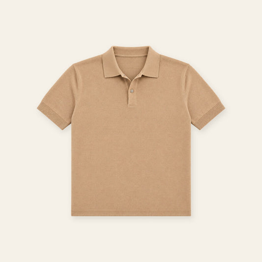 Men's Solid Lapel Short‑Sleeve Knit Polo