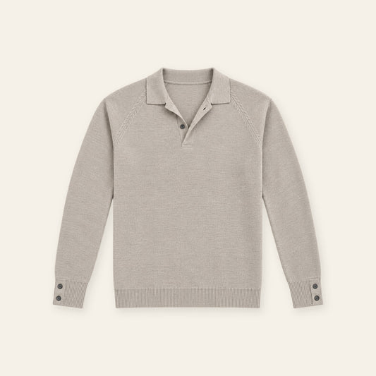 Soft Men's Lapel Polo Knit Top