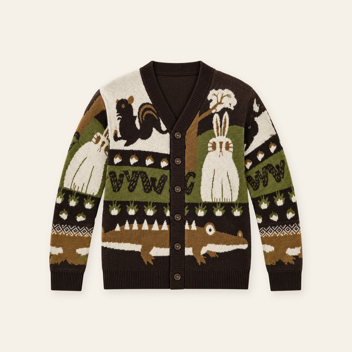 Forest Animal Print Men’s Knit Cardigan