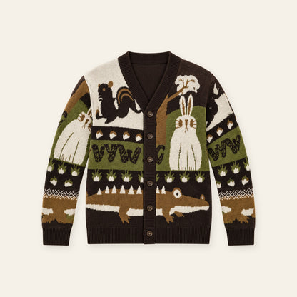Forest Animal Print Men’s Knit Cardigan