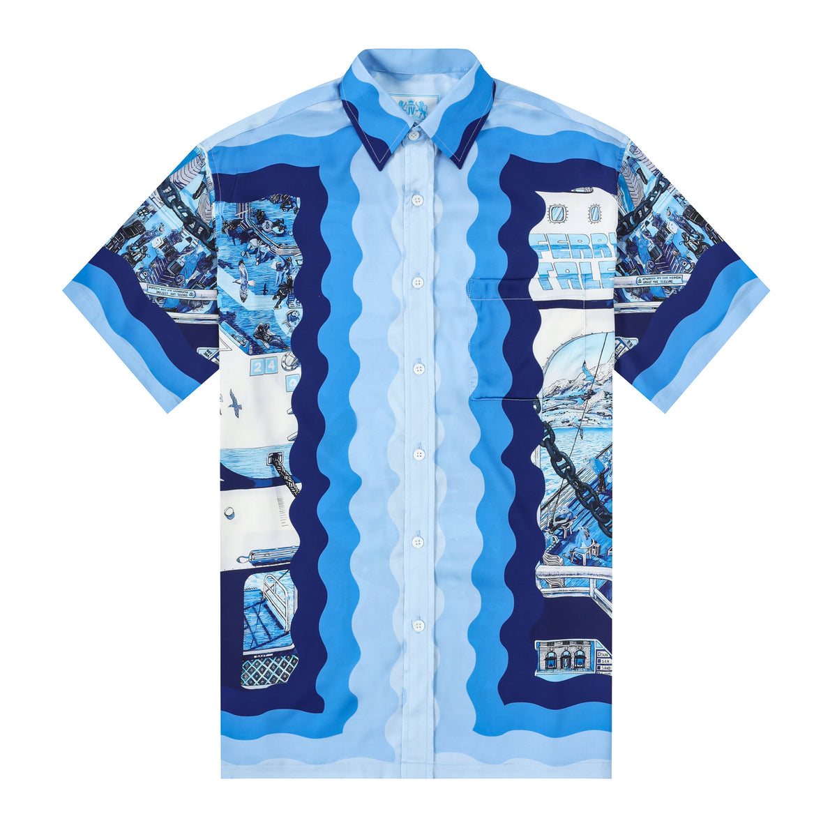 Ferry Comic Pattern Short Sleeve Casual Shirt Jonvidesign